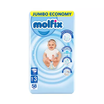Molfix Baby Diaper Jumbo Economy Belt 3 (Midi 4-9kg) 58pcs